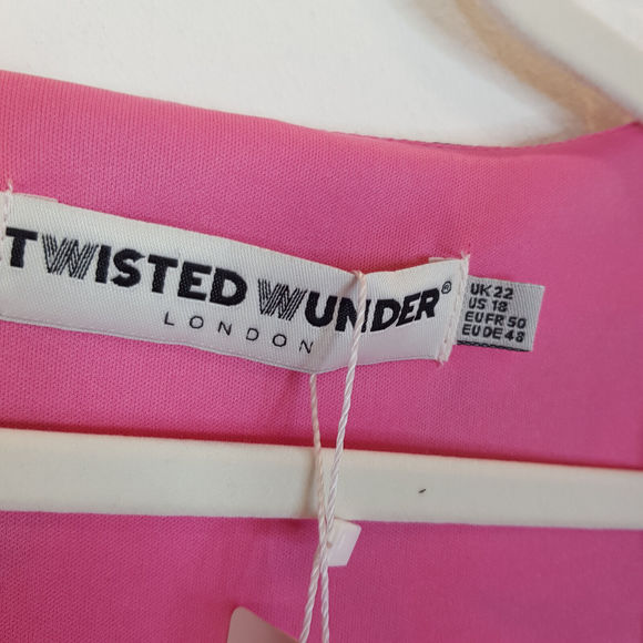 Twisted Wunder Pip Seashell Print Mini Dress UK 22 Pink Chiffon Funky Plus BNWT - Picture 9 of 13